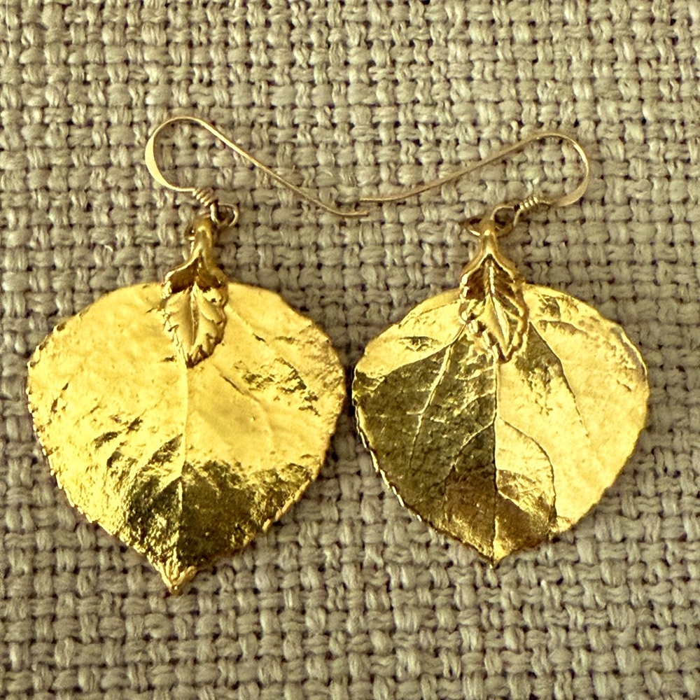 Natural Aspen Leaf Earrings